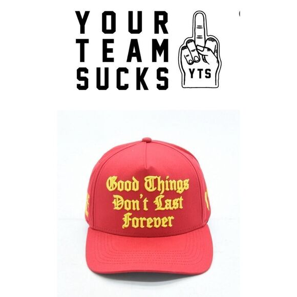 YTS Good Things Don't Last Forever Snapback Hat-Red - Picture 2 of 10